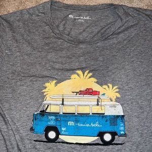 Travis Mathew Gray Tee with Blue and Yellow Graphic